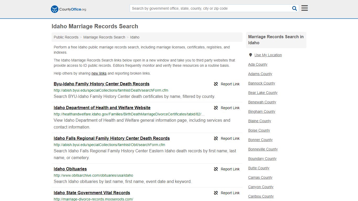 Marriage Records Search - Idaho (Marriage Licenses ...